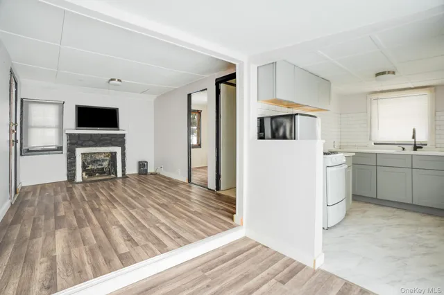 a view of a wooden roof deck