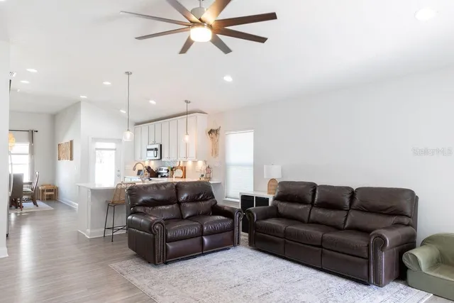 a living room with furniture
