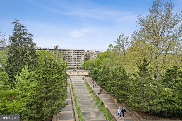 a front view of a building with street