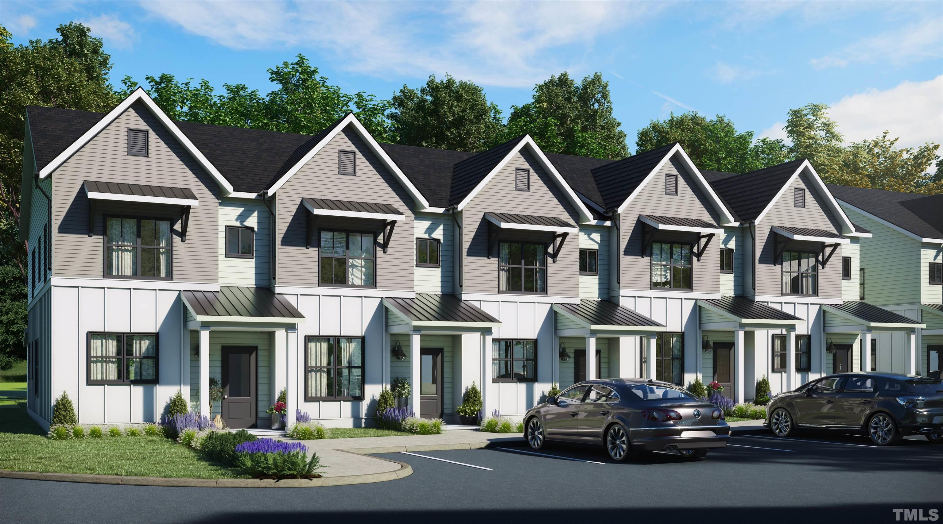 a front view of multiple houses