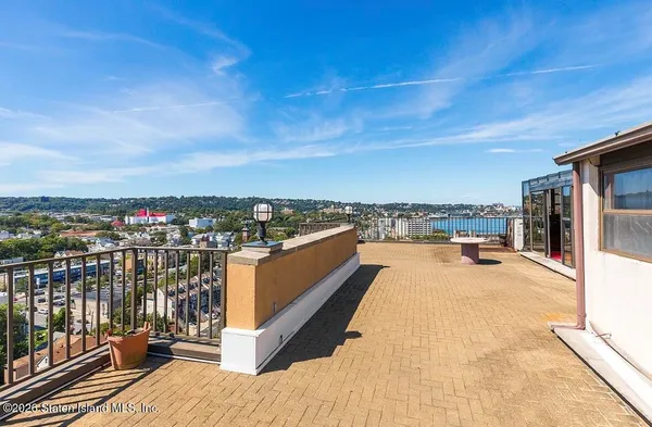 a view of a terrace with skyline