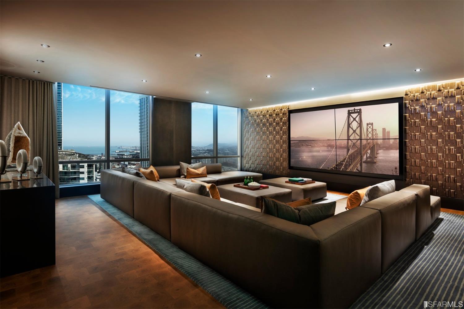 488 Folsom Street, Unit 4904 San Francisco, CA 94105 - Photo 14 of 21 a living room with furniture city view and large windows