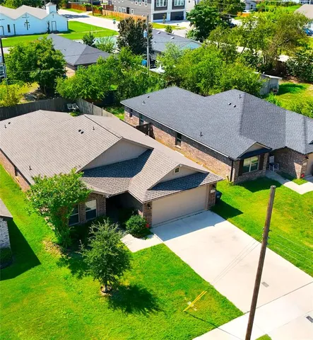 an aerial view of a house