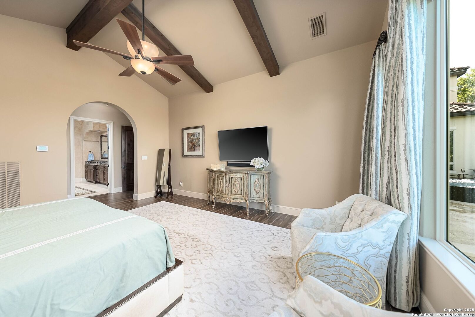 631 Menger Springs Boerne, TX 78006 - Photo 28 of 54 a bedroom with furniture and a flat screen tv