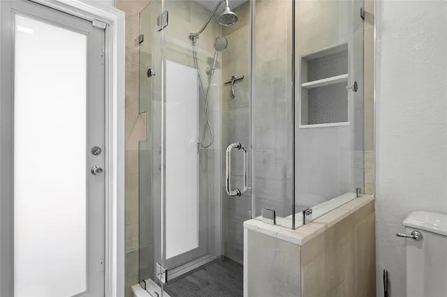 a view of a swimming pool with an outdoor space