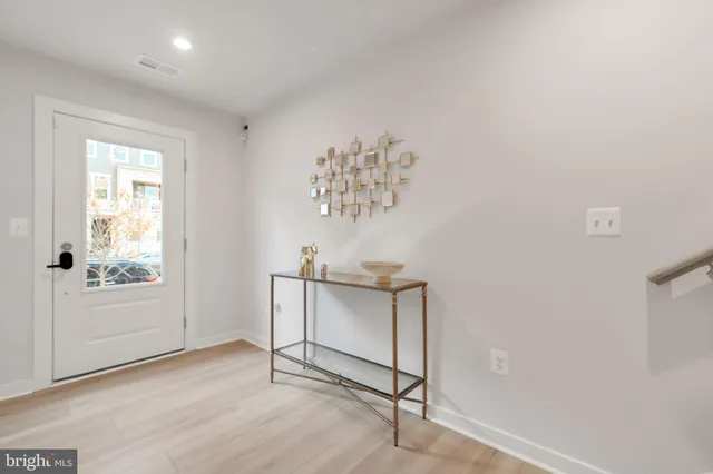 a view of a room with a window