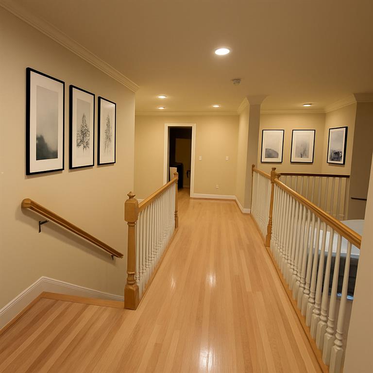 3316 Keenland Road Marietta, GA 30062 - Photo 21 of 54 a view of a hallway with wooden floor and stairs