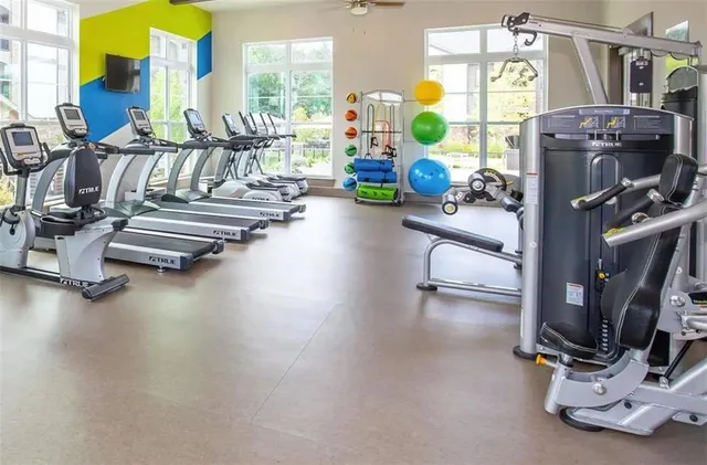 a view of a room with gym equipment