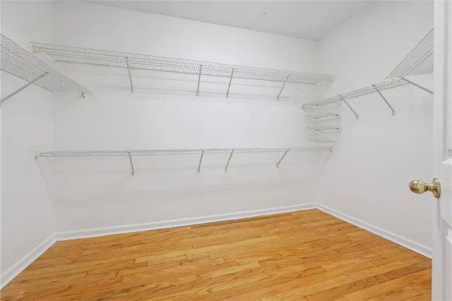 a view of a room with racks on the wall
