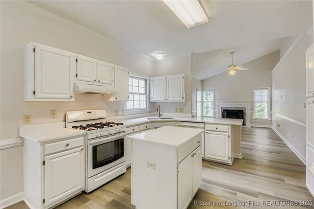 a kitchen with a stove top oven sink and cabinets