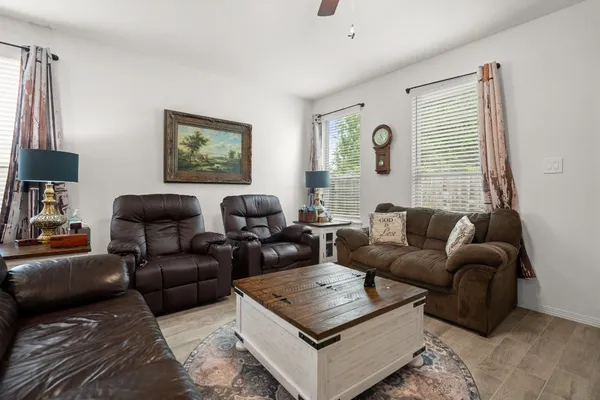 a living room with furniture