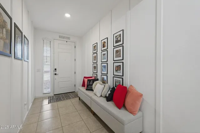 a backyard of a house with barbeque oven