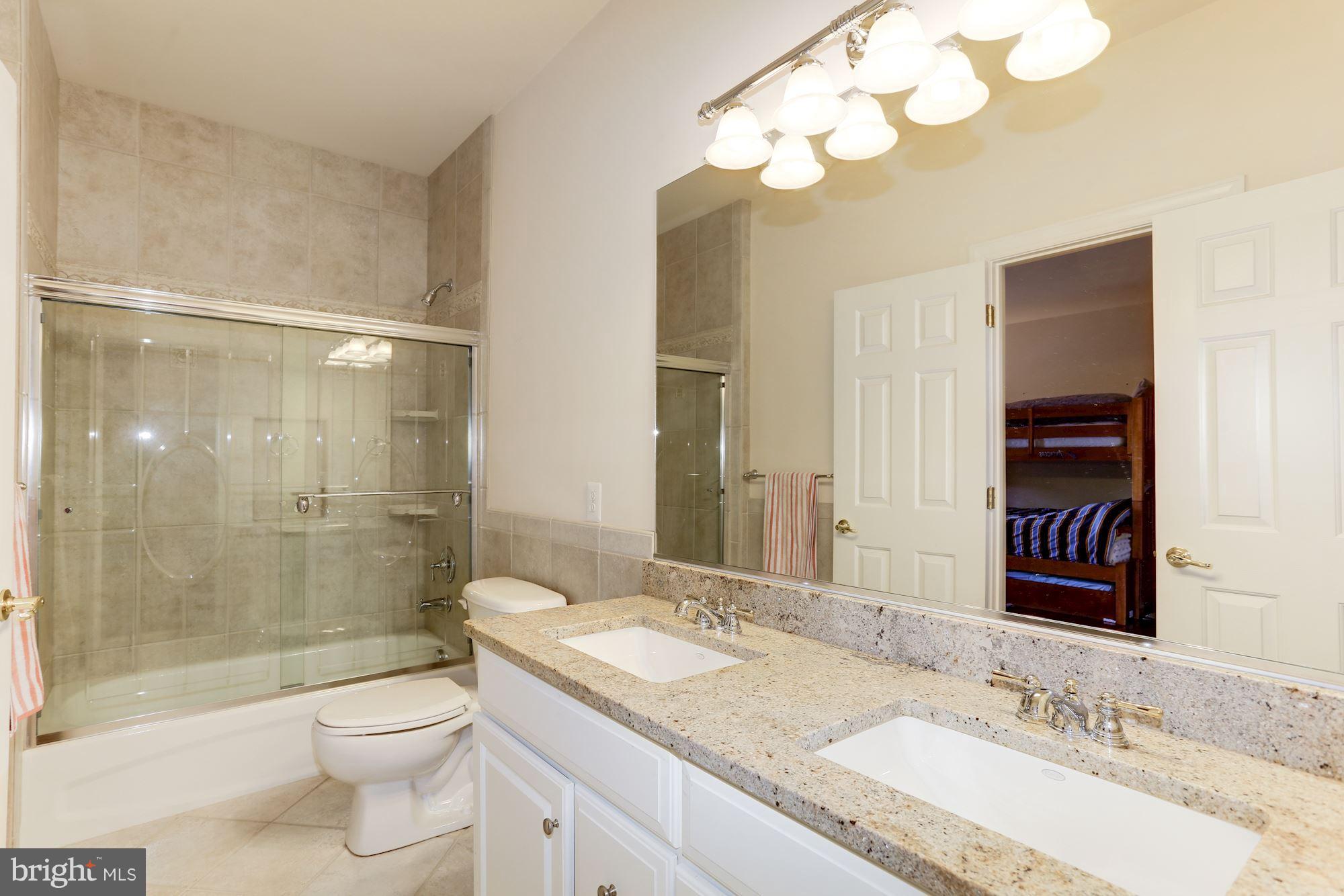 9204 Jones Mill Road Chevy Chase, MD 20815 - Photo 30 of 50 a bathroom with a granite countertop sink a toilet and shower