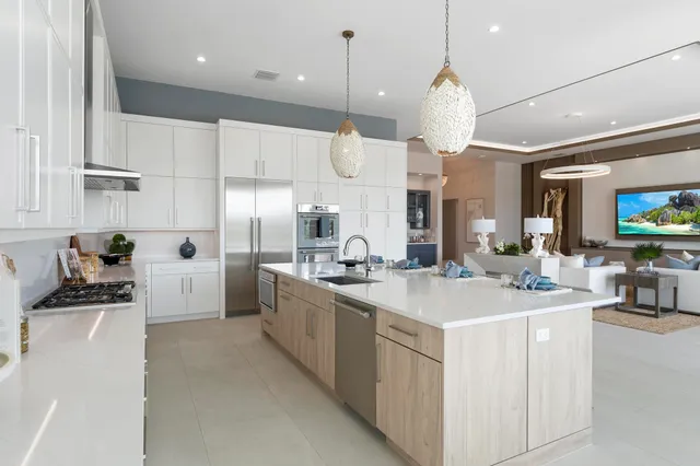 a very nice looking kitchen with a lot of counter space