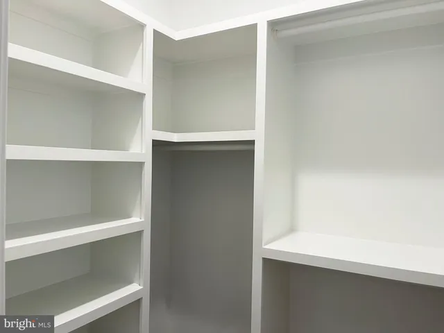 a view of an empty walk in closet