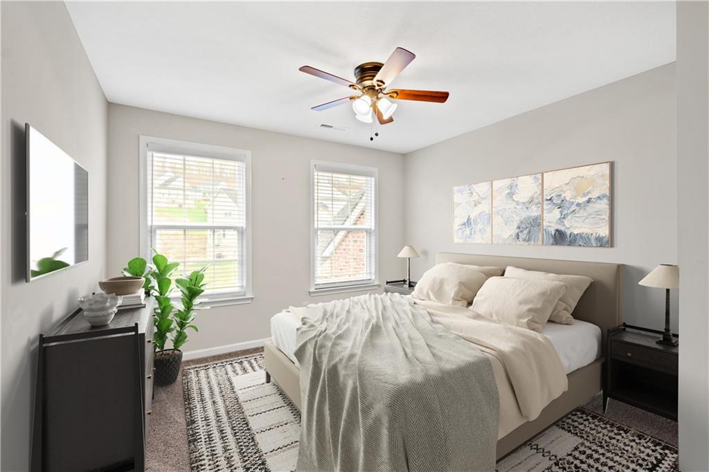 4441 Walnut Ridge Circle McDonald, PA 15057 - Photo 15 of 25 Secondary bedroom with carpet & ceiling fan.*Virtually Staged*