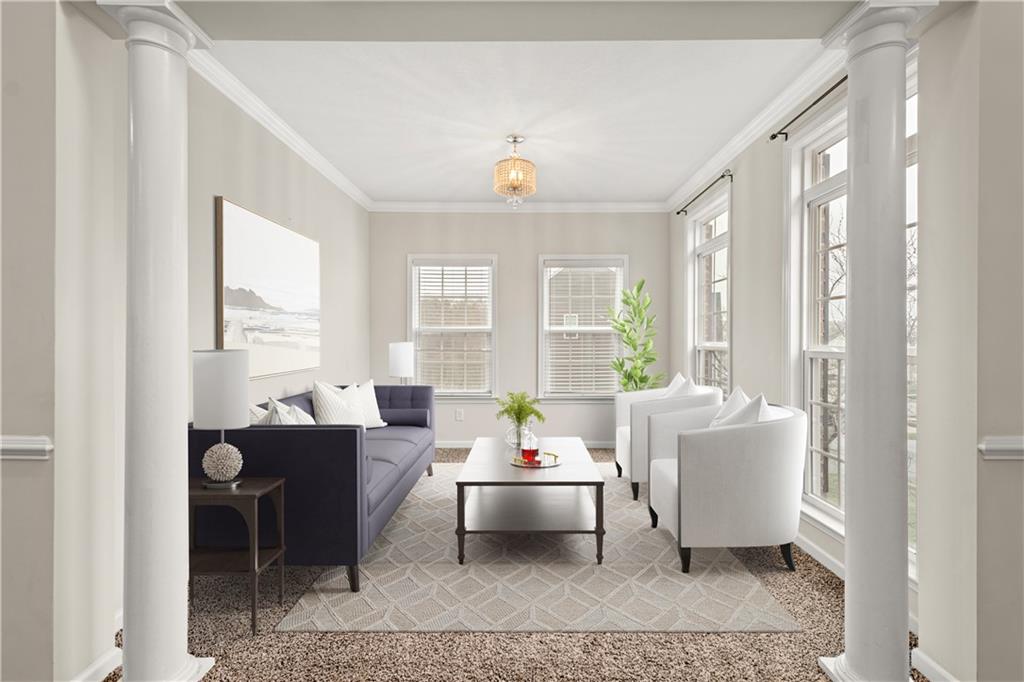 4441 Walnut Ridge Circle McDonald, PA 15057 - Photo 3 of 25 Formal Living room with floor to ceiling windows & crown moulding.*Virtually Staged*