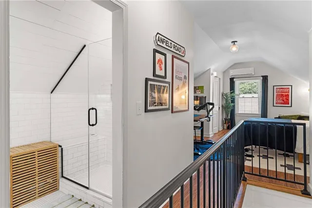 a view of staircase with furniture