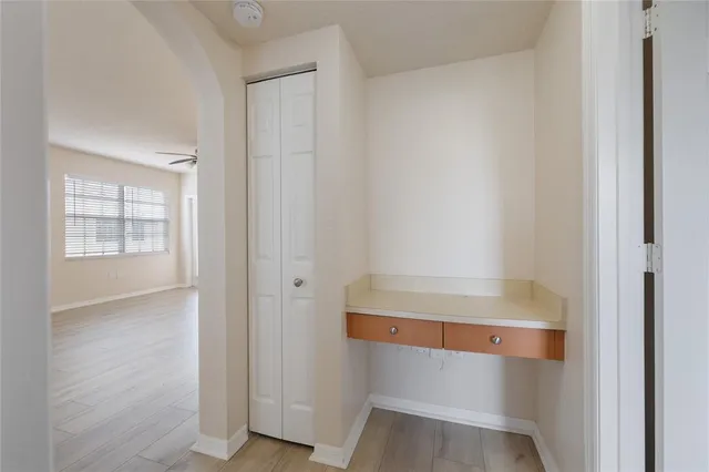 a view of an empty walk in closet