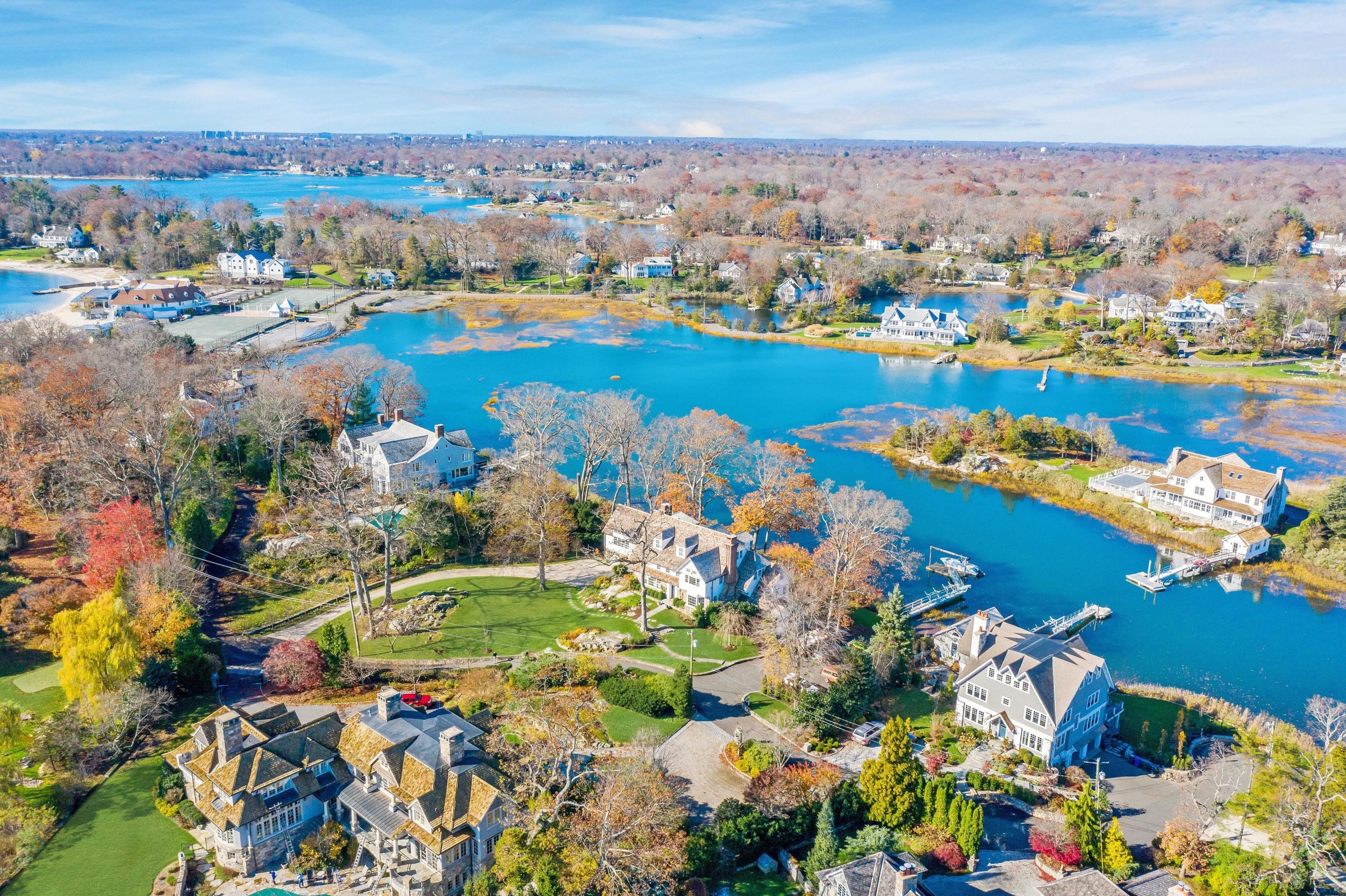 5 N Road Darien, CT 06820 - Photo 3 of 38 an aerial view of residential houses with outdoor space