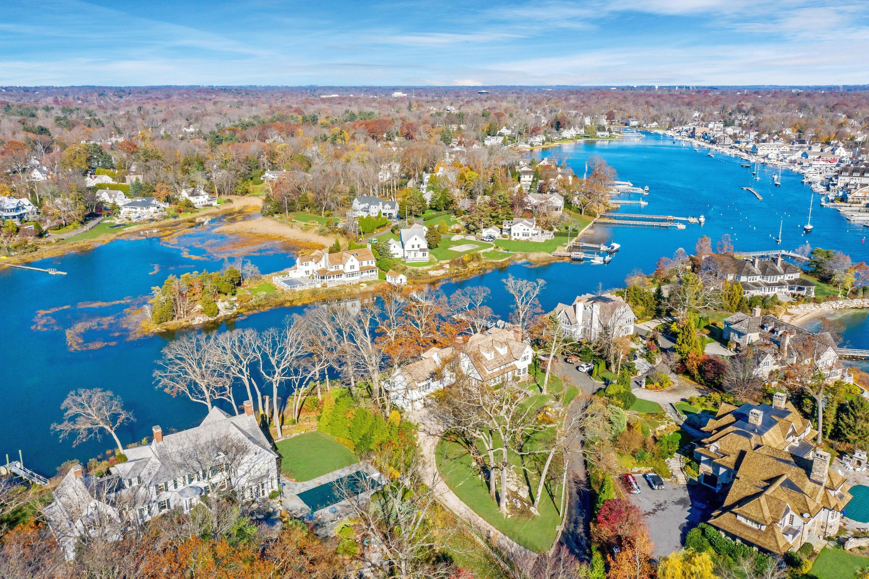 5 N Road Darien, CT 06820 - Photo 4 of 38 an aerial view of residential houses with outdoor space