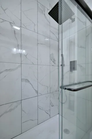 a bathroom with a shower