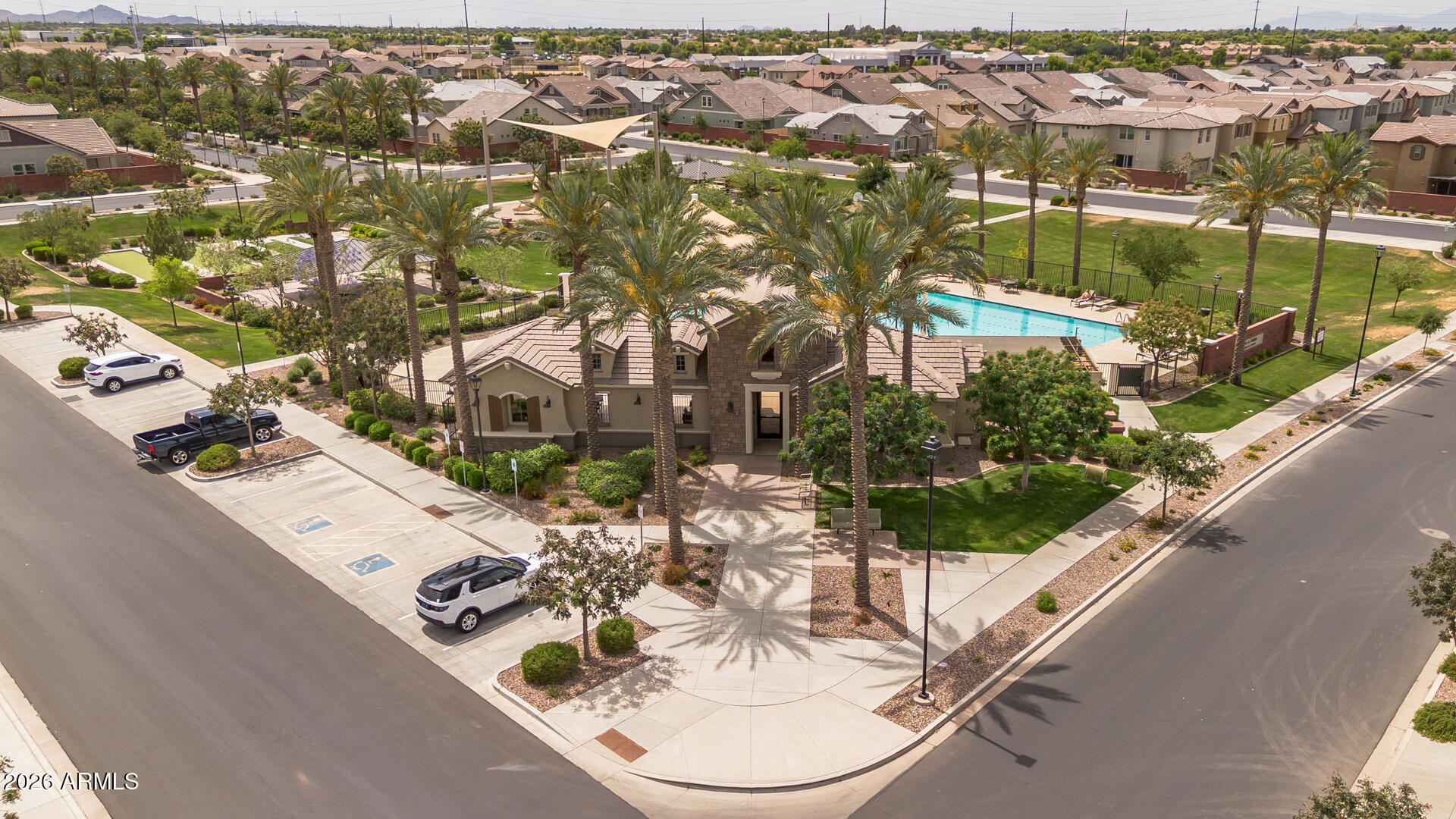 4245 East Jesse Street Gilbert, AZ 85295 - Photo 22 of 45 an aerial view of a house with garden space and city view