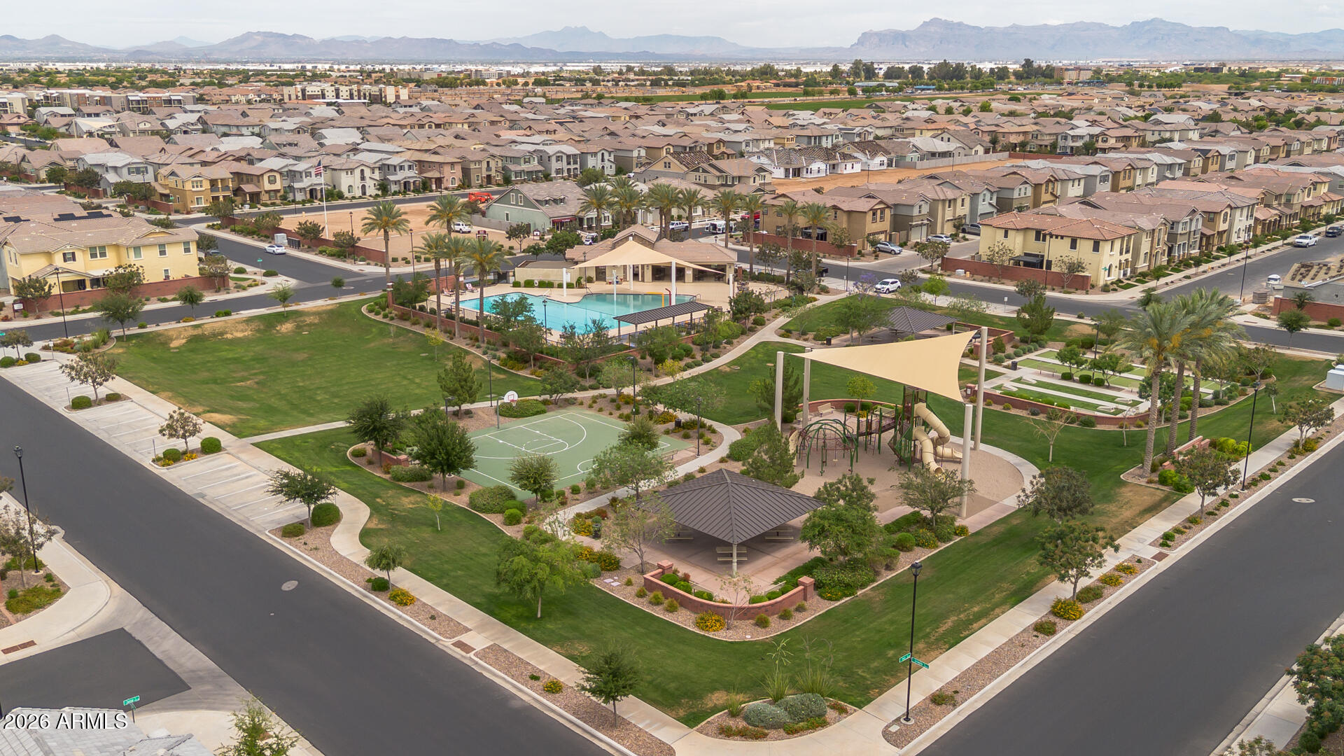 4245 East Jesse Street Gilbert, AZ 85295 - Photo 25 of 45 an aerial view of residential houses with outdoor space