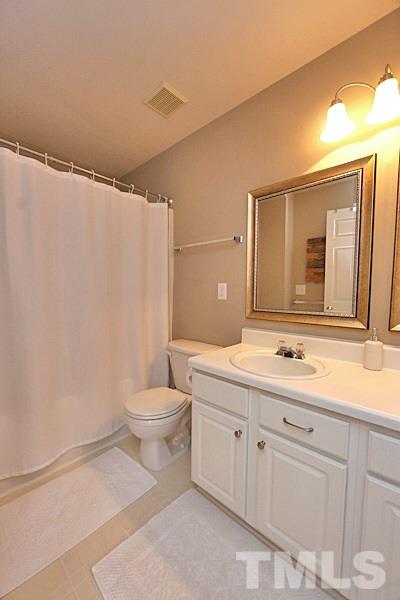 5121 Echo Ridge Road Raleigh, NC 27612 - Photo 9 of 16 a bathroom with a toilet a sink a vanity and mirror