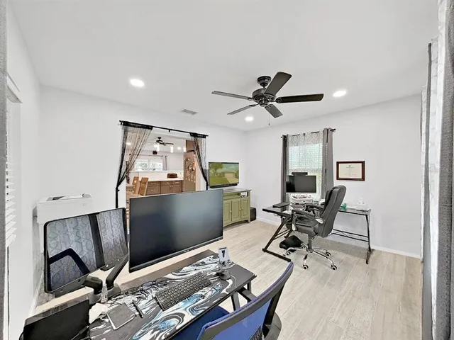 a living room with furniture