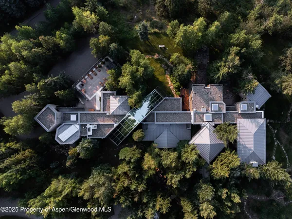 an aerial view of a house