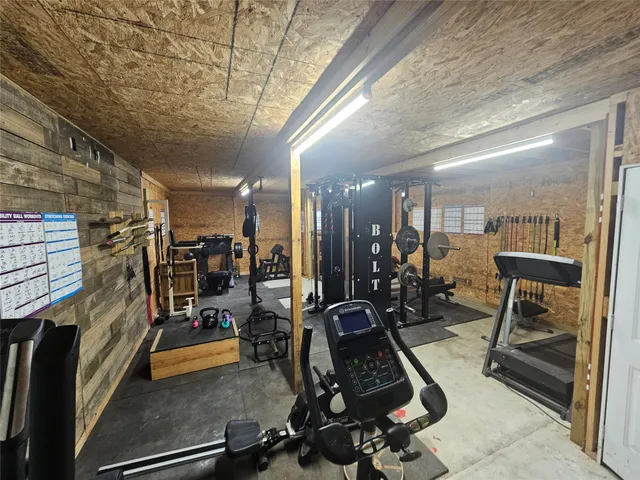 a view of a room with gym equipment