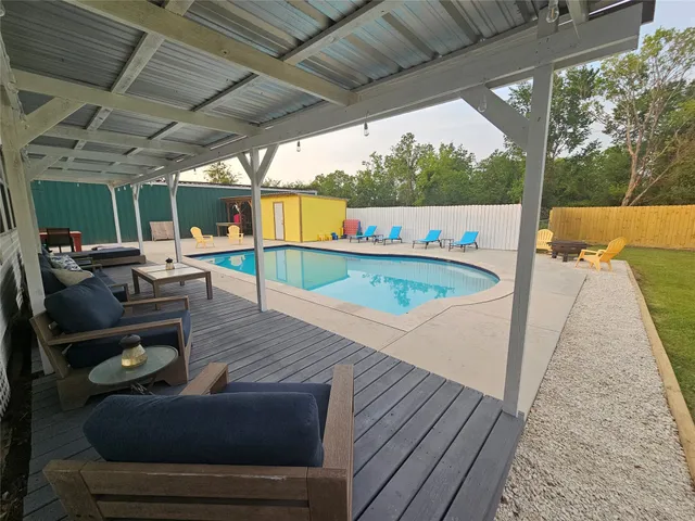 a view of outdoor space with seating