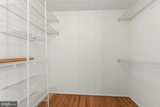 a view of walk in closet with clothes