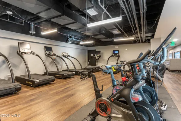 a view of a room with gym equipment