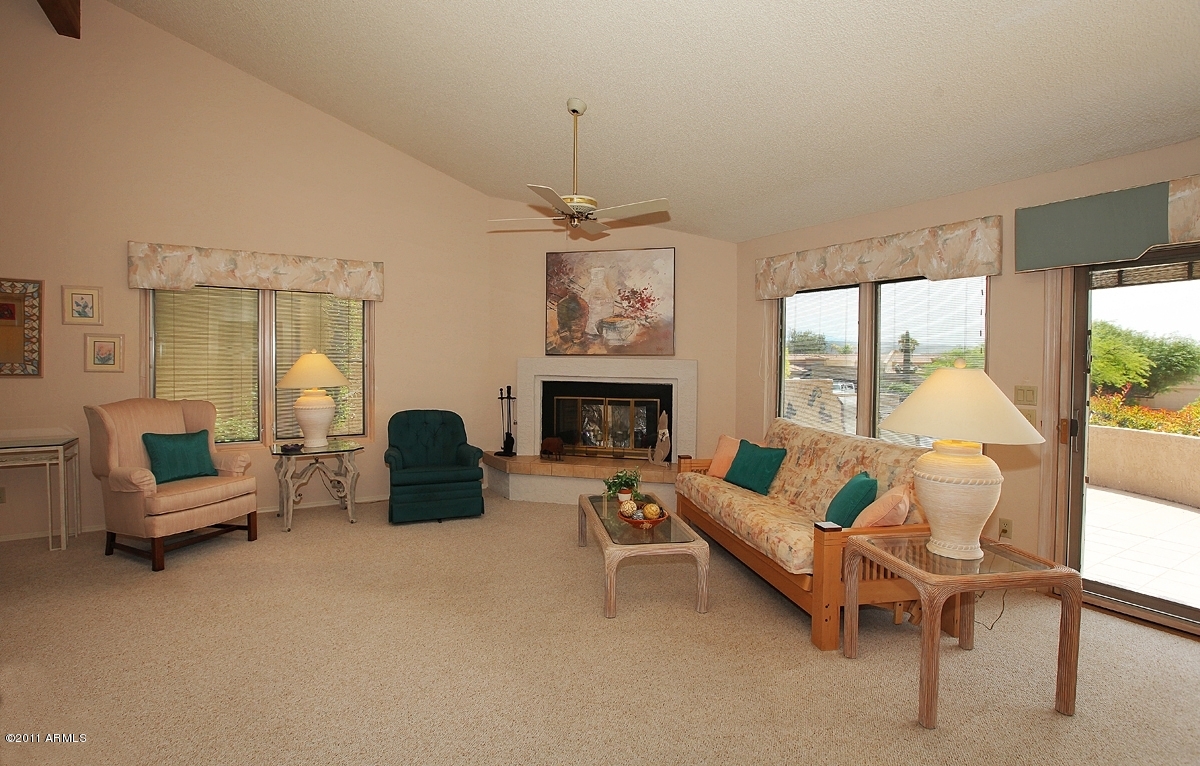25609 Forest Road, Unit 14 Rio Verde, AZ 85263 - Photo 2 of 23 Living room with fireplace.