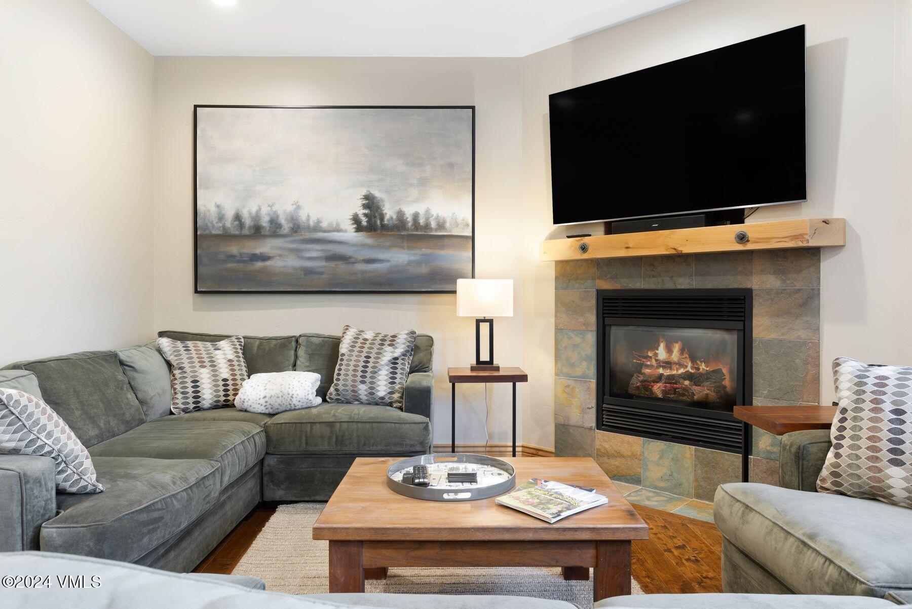 39555 Highway 6, Unit E Avon, CO 81620 - Photo 17 of 42 a living room with furniture and a flat screen tv