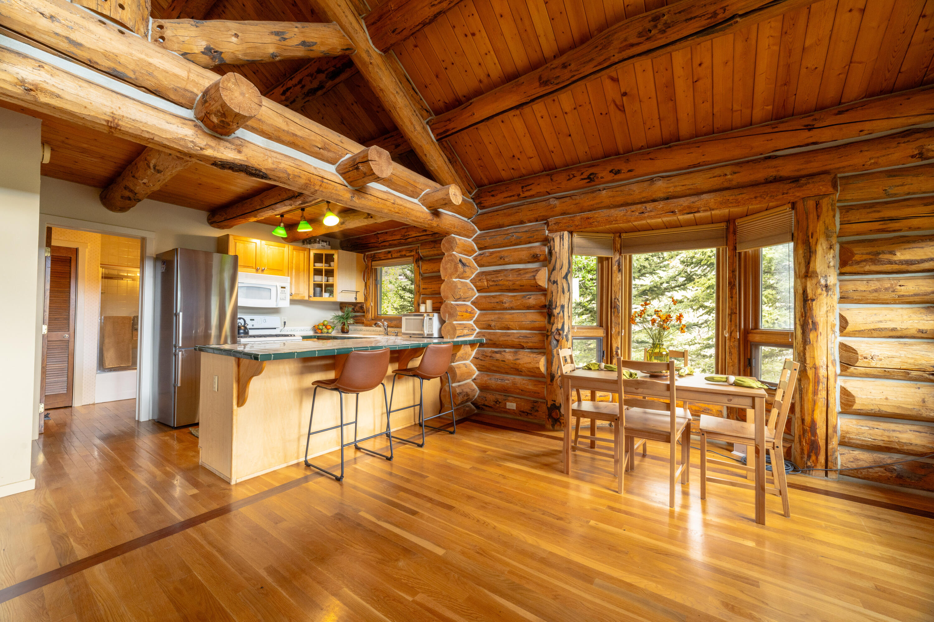 2001 County Road Placerville, CO 81430 - Photo 10 of 37 a view of a kitchen with furniture and wooden floor