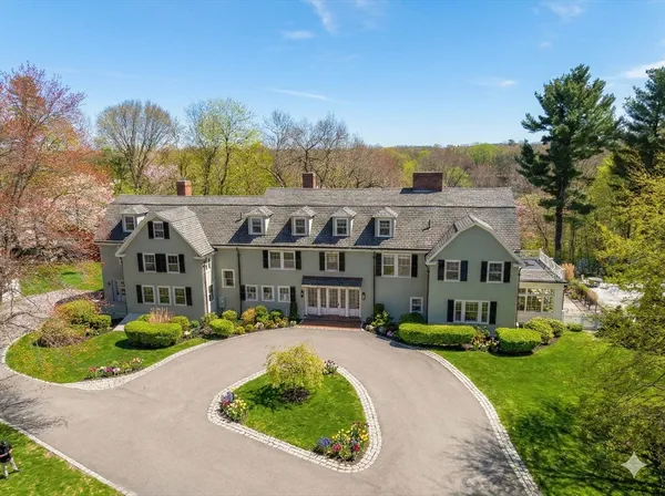 an aerial view of a house