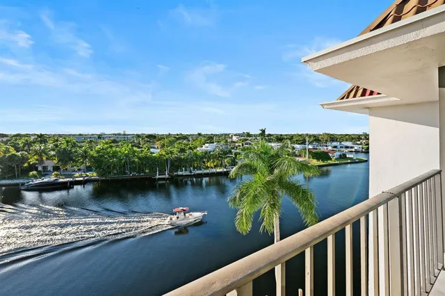 a view of a lake with a houses