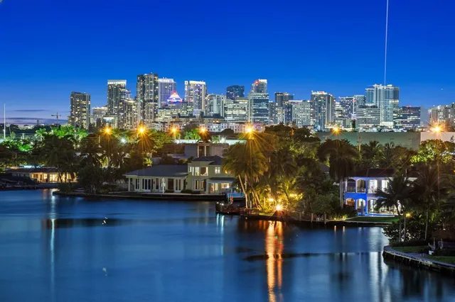 a city view with tall buildings