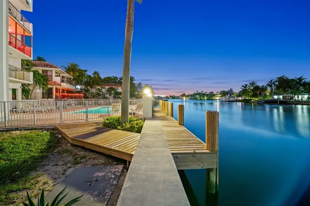a view of a patio with water view