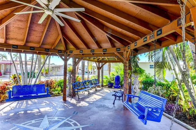 a view of an outdoor sitting area