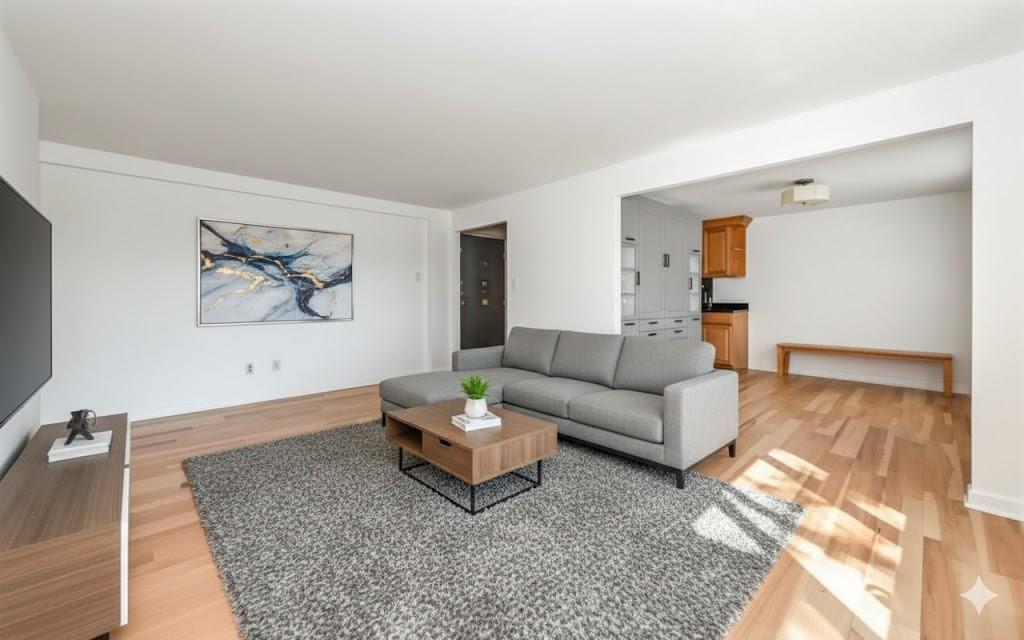 4601 Fifth Avenue, Unit 322 Pittsburgh, PA 15213 - Photo 10 of 27 a living room with furniture and wooden floor