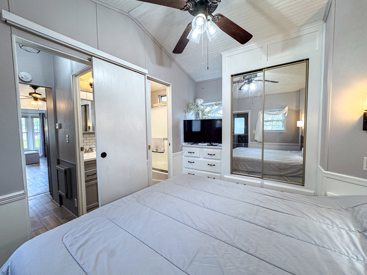 4-2 Woodhaven Sublette, IL 61367 - Photo 25 of 27 a bedroom with a bed and a flat screen tv