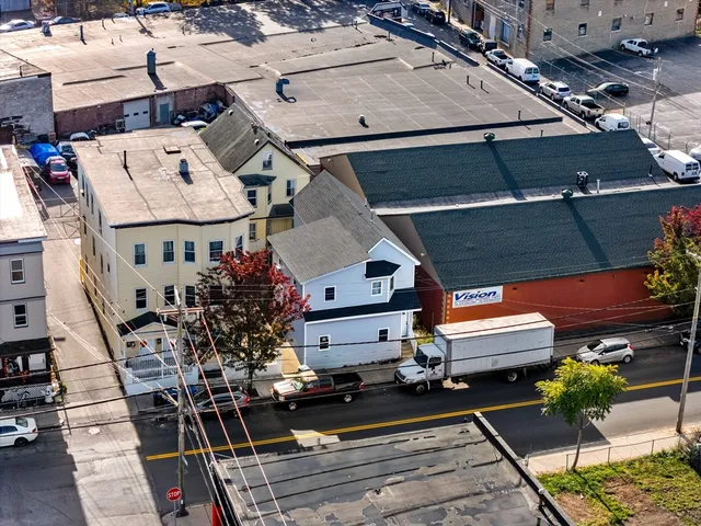 an aerial view of a house