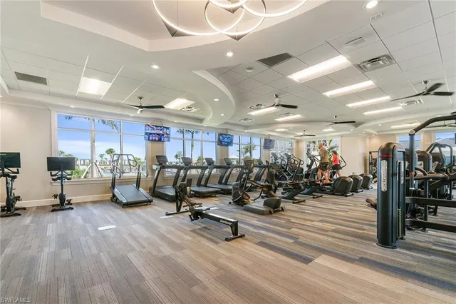 a view of a room with gym equipment