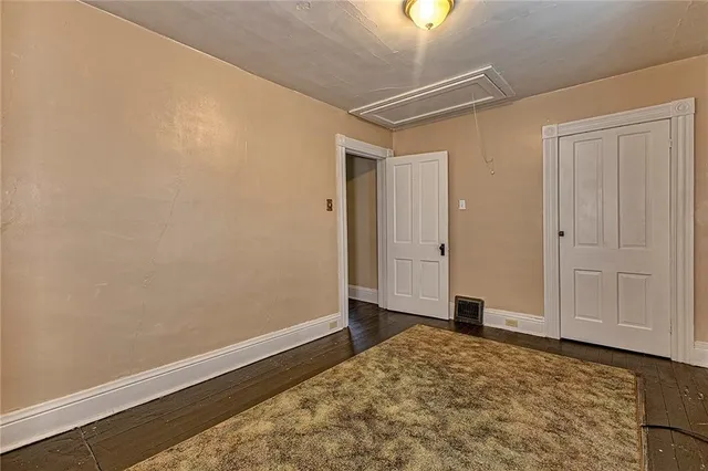 a view of a room with storage space