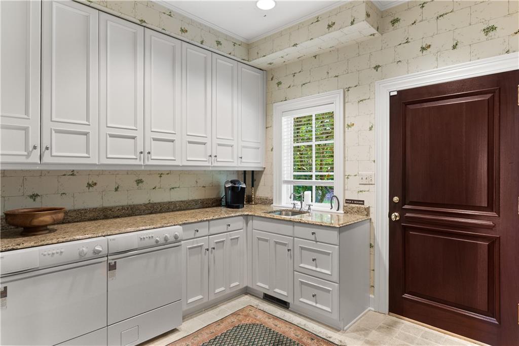 282 Justabout Road Venetia, PA 15367 - Photo 23 of 50 a kitchen with granite countertop white cabinets and white appliances