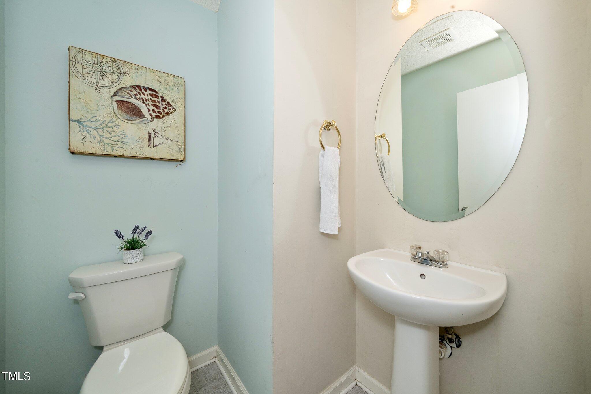 3801 Tryon Ridge Drive Raleigh, NC 27610 - Photo 9 of 23 a bathroom with a toilet a sink and mirror
